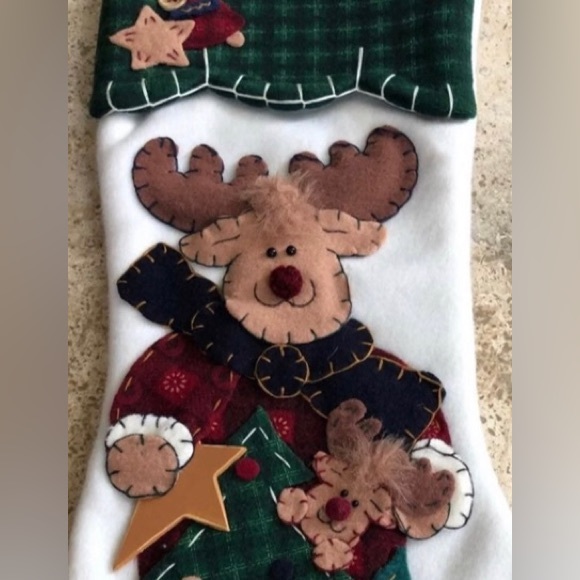 🌲 Holiday Reindeer Stocking Raised Design 17” Length - Picture 4 of 5